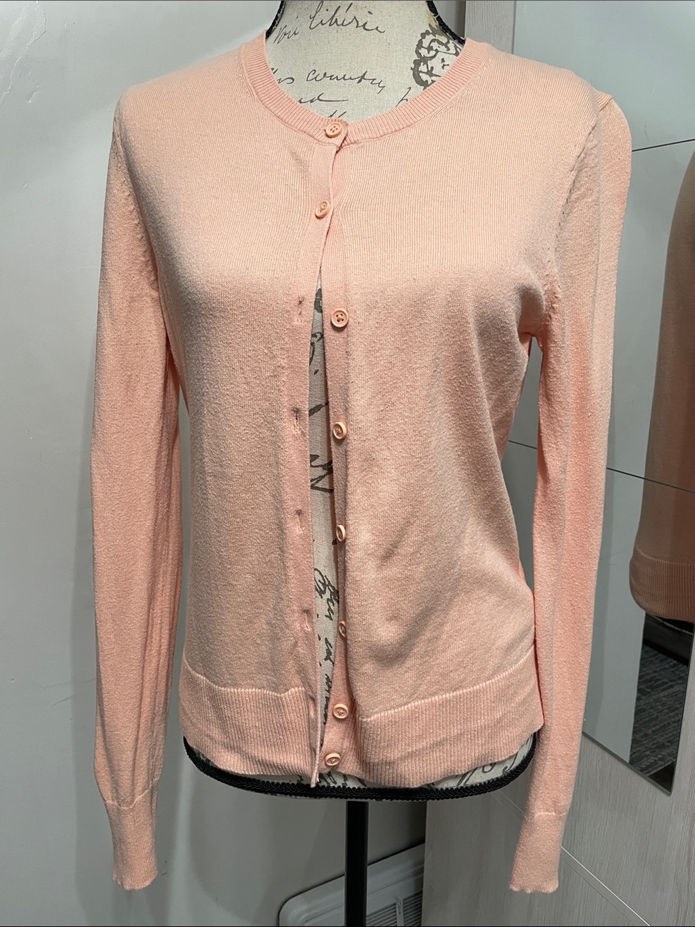 GAP Peach Button-Up Crewneck Cardigan